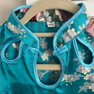 Floral Blue Satin Top
